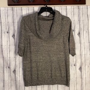 Anne Klein Silk Cowl Neck Sweater Short Sleeves Heathered Gray Women’s Large